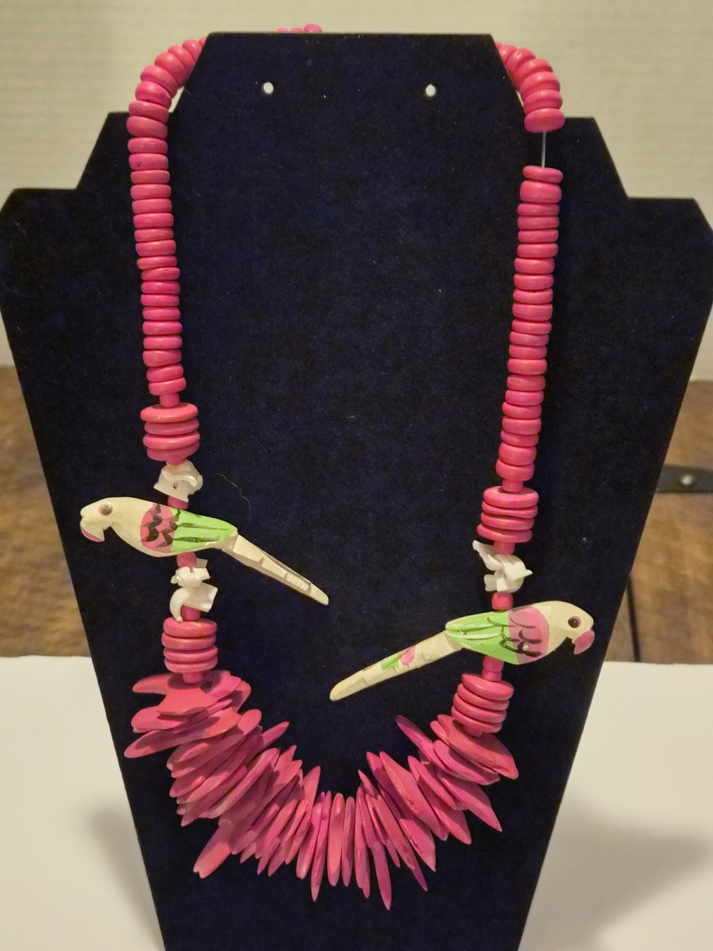 Bright Pink Parrot Bead Statement Necklace